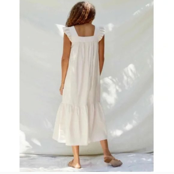 NEW Christy Dawn The Benny Dress in Pink Harvest Stripe linen blend size XS - Picture 4 of 9